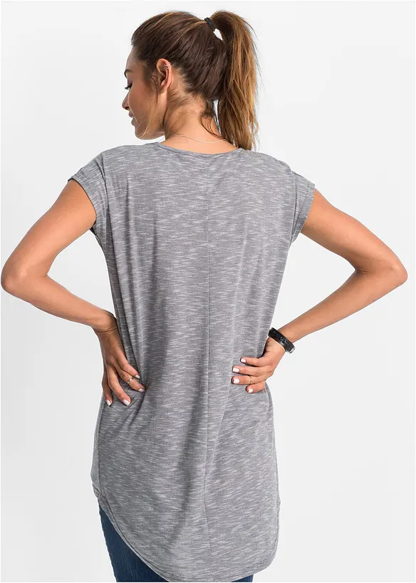 T-shirt long en viscose m&eacute;lang&eacute;e, bonprix