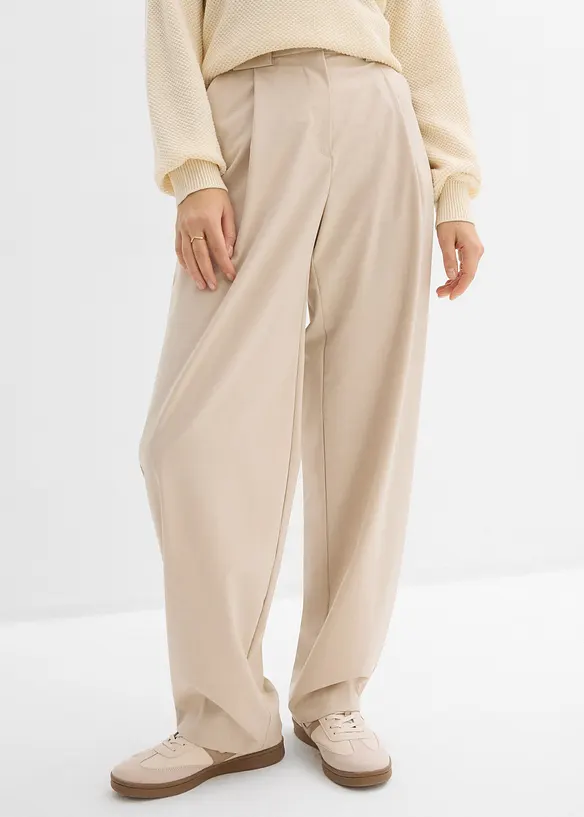 Pantalon barrel taille haute, bonprix