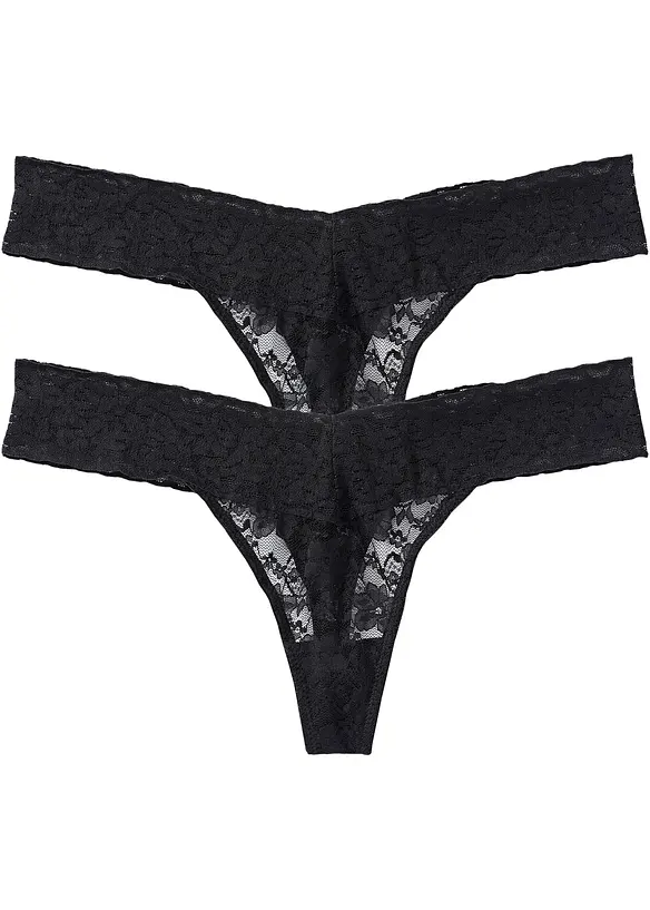 Lot de 2 tangas en dentelle, bonprix
