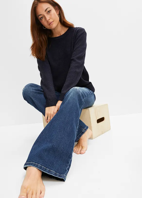 Jean &eacute;vas&eacute;, taille basse, extensible, bonprix