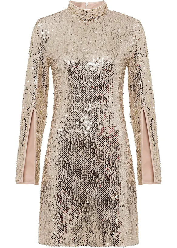 Robe &agrave; sequins et manches trompette, bonprix