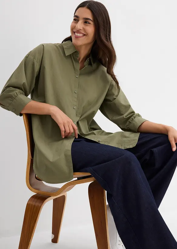 Oversize-Hemd aus Baumwolle mit 3/4 Arm, bonprix