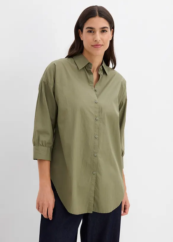 Oversize-Hemd aus Baumwolle mit 3/4 Arm, bonprix