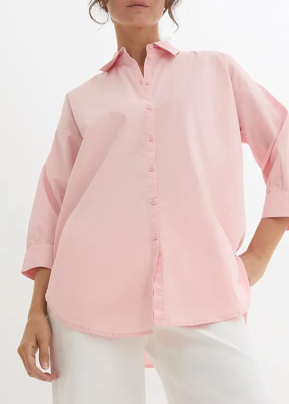 Chemisier oversize en coton, manches 3/4, bonprix