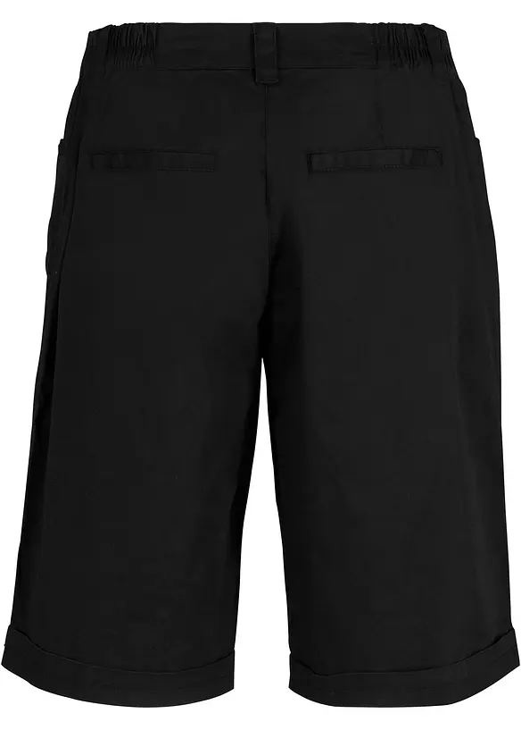 Bermuda paper touch en coton &agrave; taille &eacute;lastiqu&eacute;e, bonprix