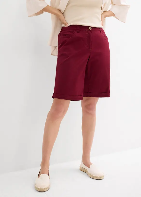 Bermuda paper touch en coton &agrave; taille confortable, bonprix