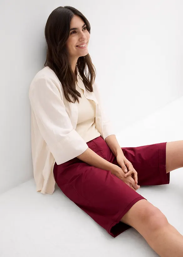 Bermuda paper touch en coton &agrave; taille confortable, bonprix