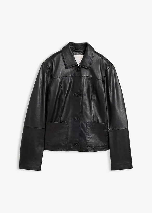 Veste courte en cuir nappa d&rsquo;agneau, bonprix