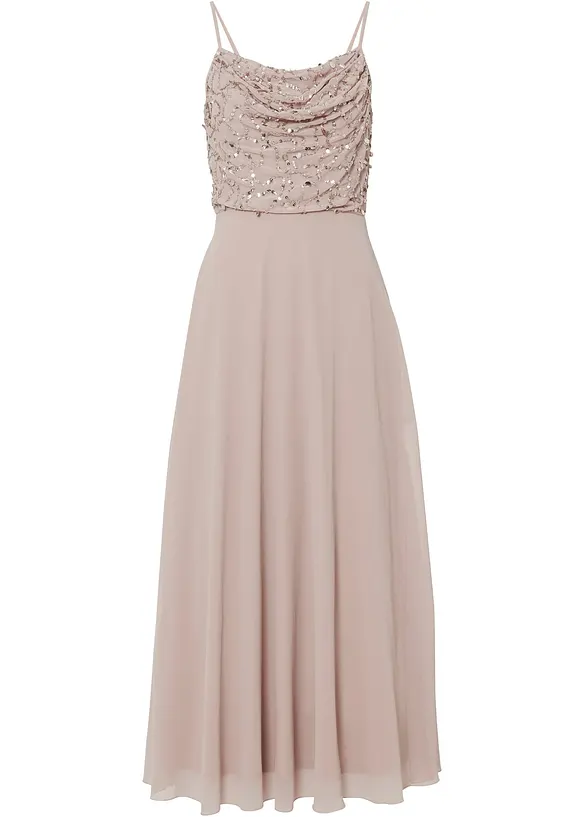 Robe &agrave; fines bretelles et haut &agrave; sequins brod&eacute;s, bonprix