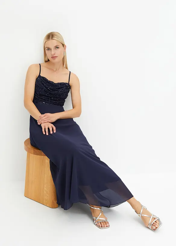 Robe &agrave; fines bretelles et haut &agrave; sequins brod&eacute;s, bonprix