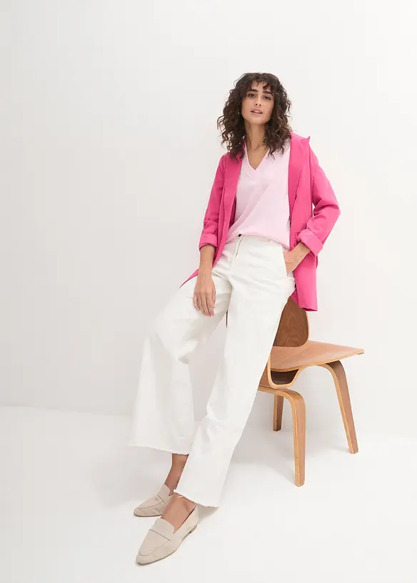 Lot de 5 T-shirts longs et amples &agrave; col V, bonprix