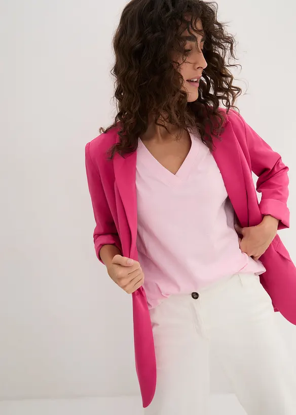 Lot de 5 T-shirts longs et amples &agrave; col V, bonprix