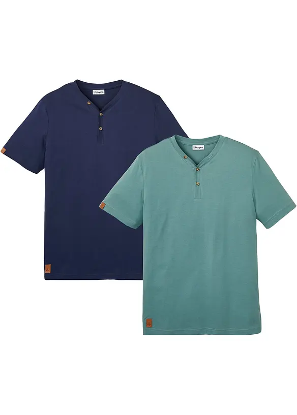 Henleyshirt aus reiner Bio-Baumwolle (2er Pack), bonprix