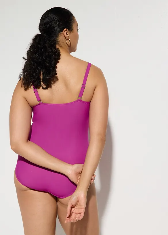 Maillot 1 pi&egrave;ce sculptant style crois&eacute;, maintien mod&eacute;r&eacute;, bonprix