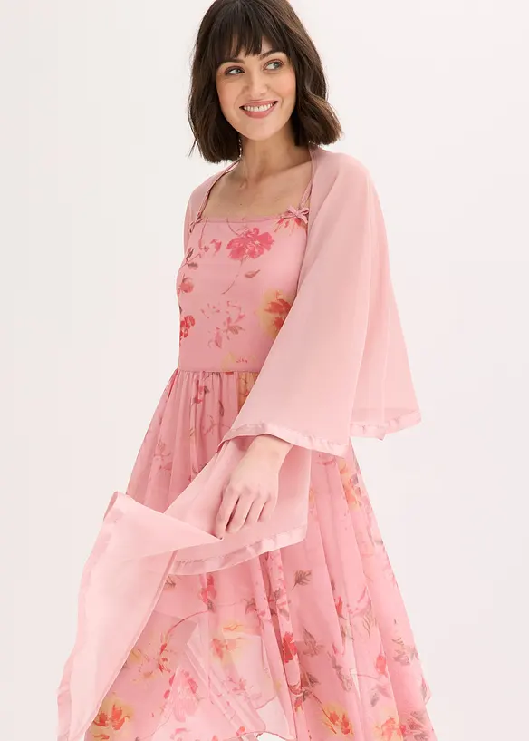 Poncho-&eacute;charpe avec d&eacute;tail en satin, bonprix