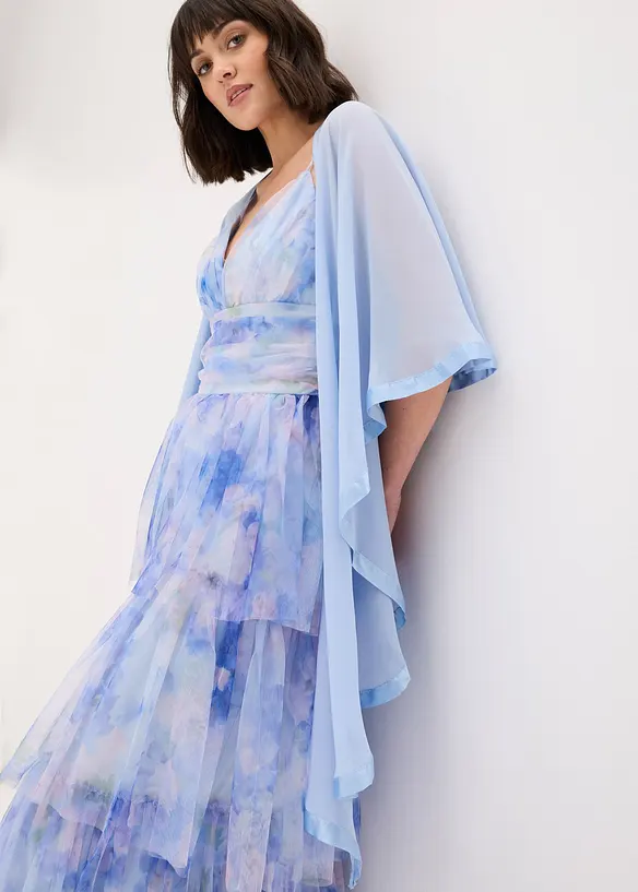 Poncho-&eacute;charpe avec d&eacute;tail en satin, bonprix