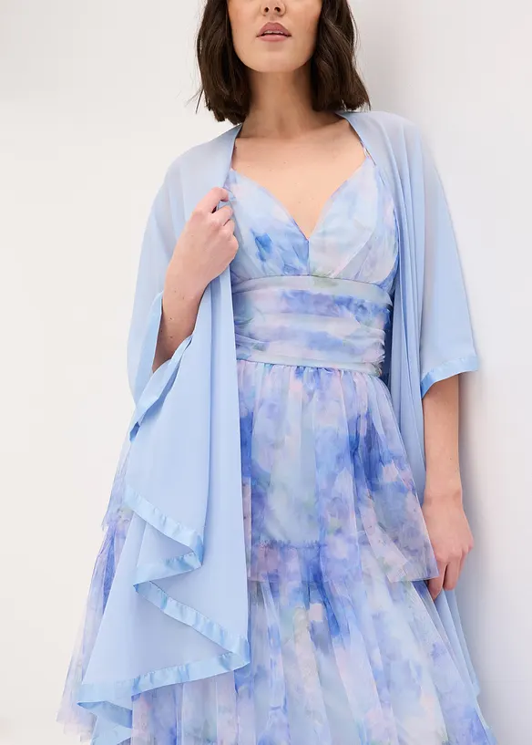 Poncho-&eacute;charpe avec d&eacute;tail en satin, bonprix