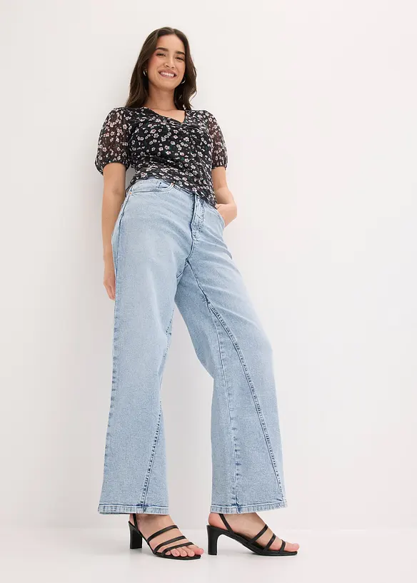 Wide-Leg-Jeans High Waist, Low Stretch, bonprix
