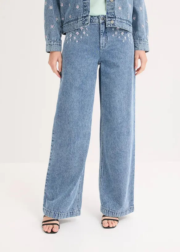 Wide-Leg-Jeans Mid Waist, bonprix
