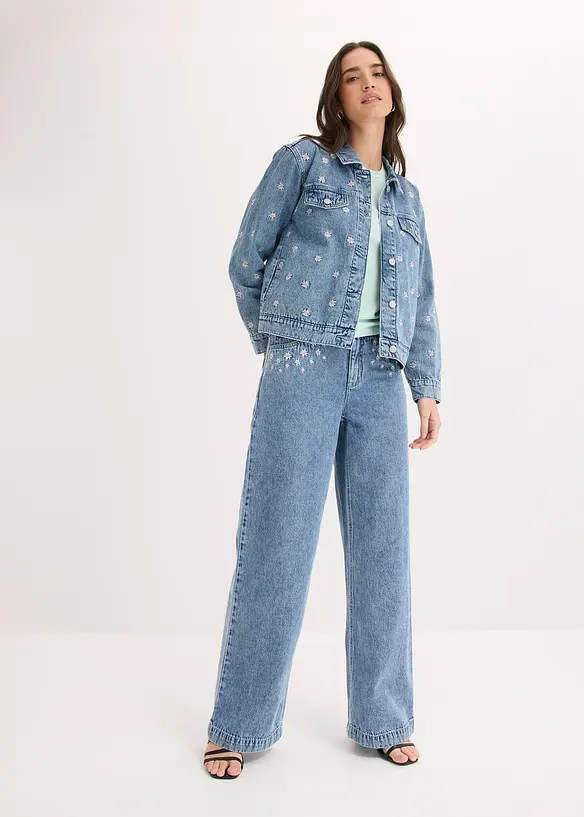 Wide-Leg-Jeans Mid Waist, bonprix