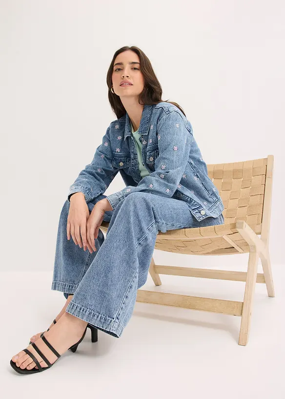 Wide-Leg-Jeans Mid Waist, bonprix