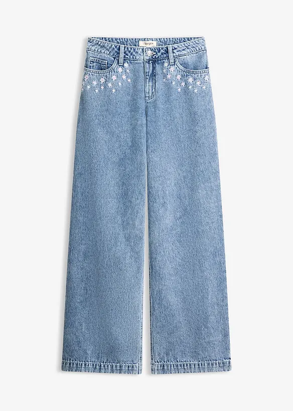 Wide-Leg-Jeans Mid Waist, bonprix