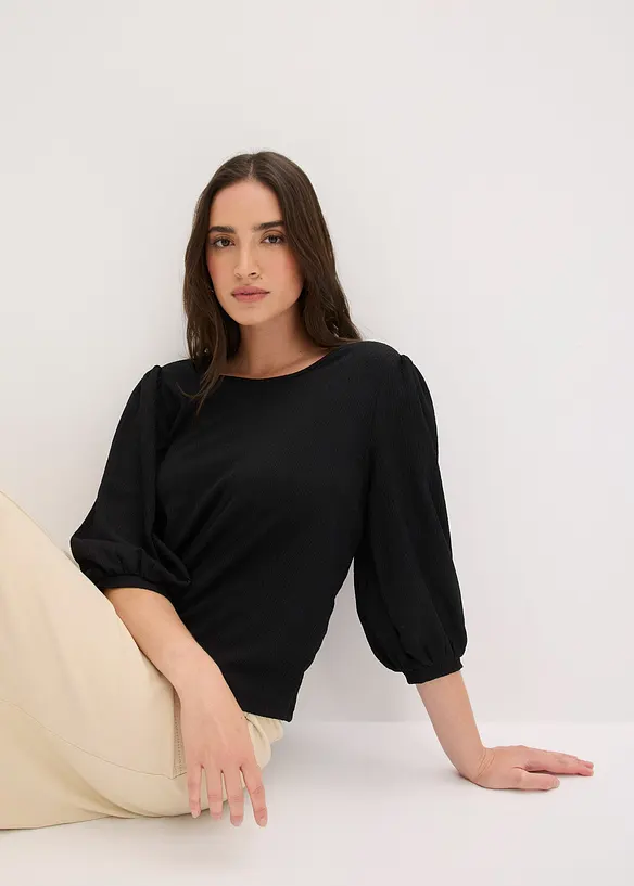 Blouse en jersey cr&ecirc;pe textur&eacute;, bonprix