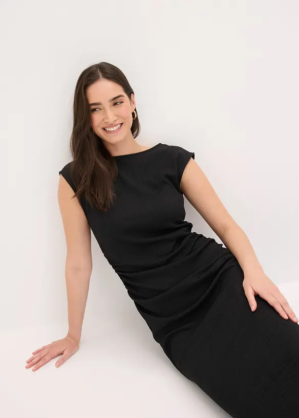 Shirtkleid aus strukturiertem Cr&ecirc;pe, bonprix