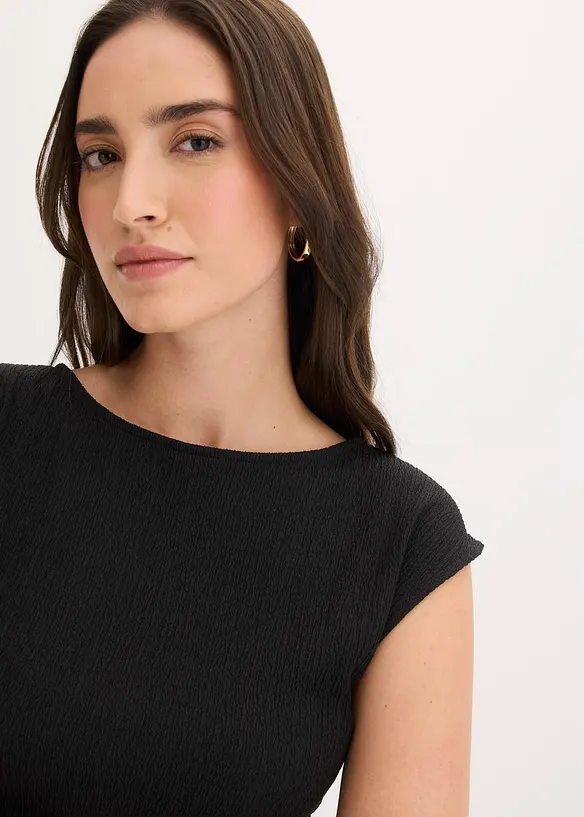 Shirtkleid aus strukturiertem Cr&ecirc;pe, bonprix
