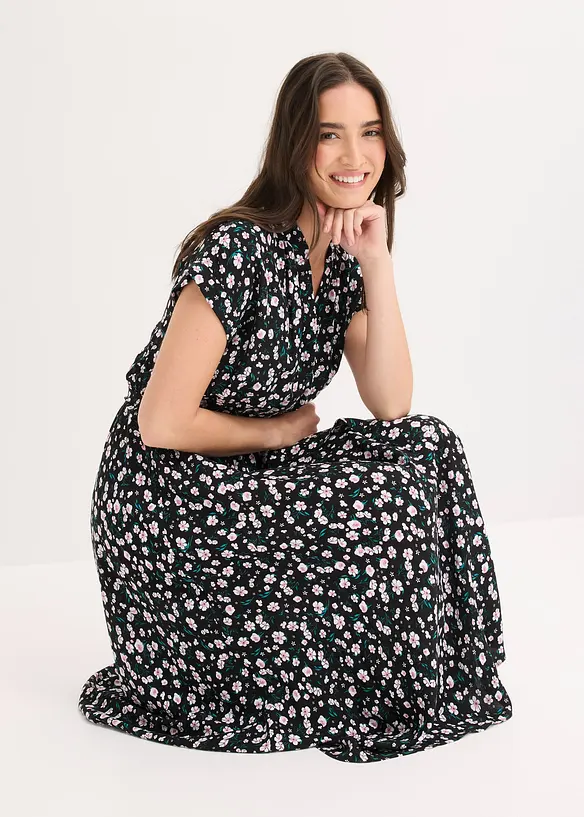 Hemdblusenkleid aus flie&szlig;ender Viskose, bonprix