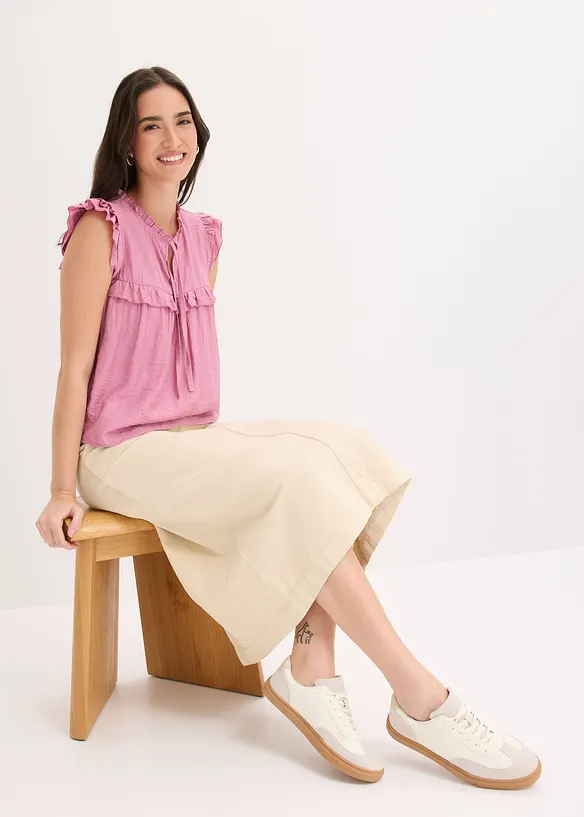 Blouse volant&eacute;e en viscose m&eacute;lang&eacute;e, bonprix