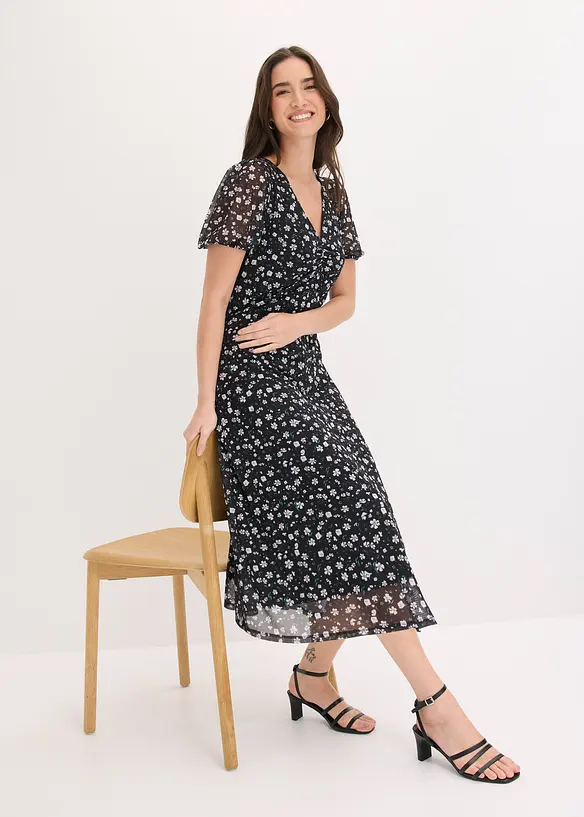 Jerseykleid aus feinem Mesh, bonprix