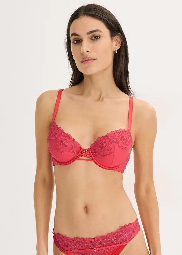 Soutien-gorge &agrave; coques avec broderie florale m&eacute;tallis&eacute;e, bonprix