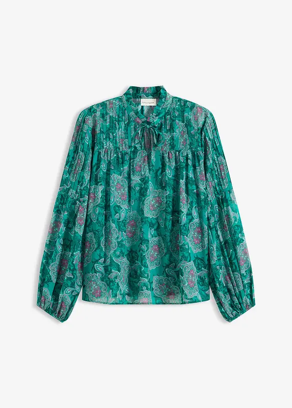 Tunique en satin &agrave; passepoils, bonprix