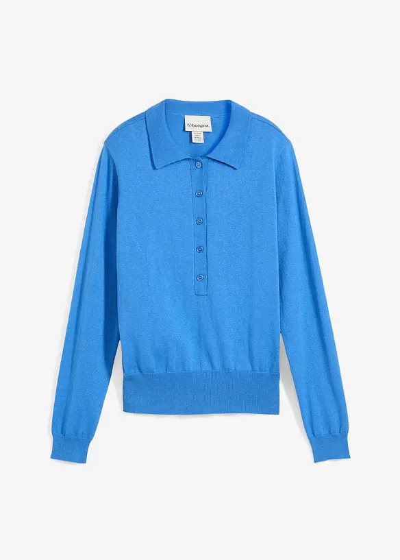 Polo-Pullover mit Seidenanteil, bonprix