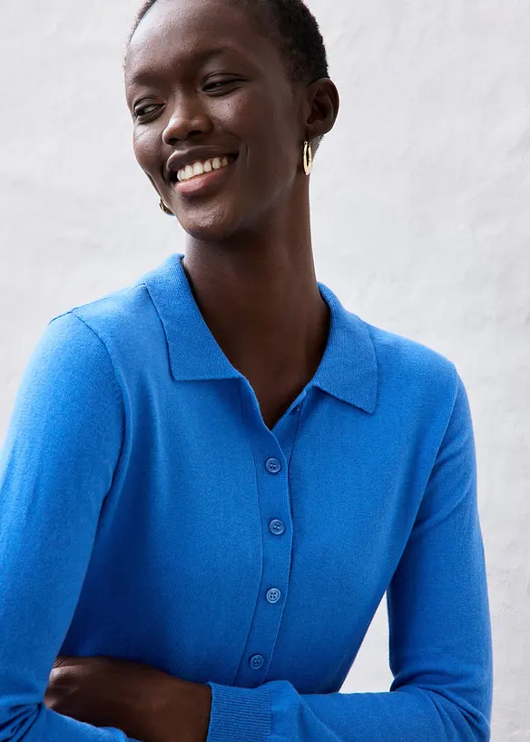 Polo-Pullover mit Seidenanteil, bonprix