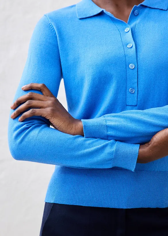 Polo-Pullover mit Seidenanteil, bonprix