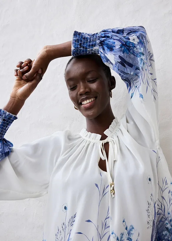 Bluse mit Seidenanteil, bonprix