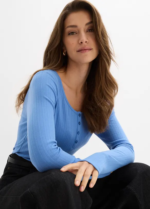 T-shirt manches longues c&ocirc;tel&eacute;, bonprix