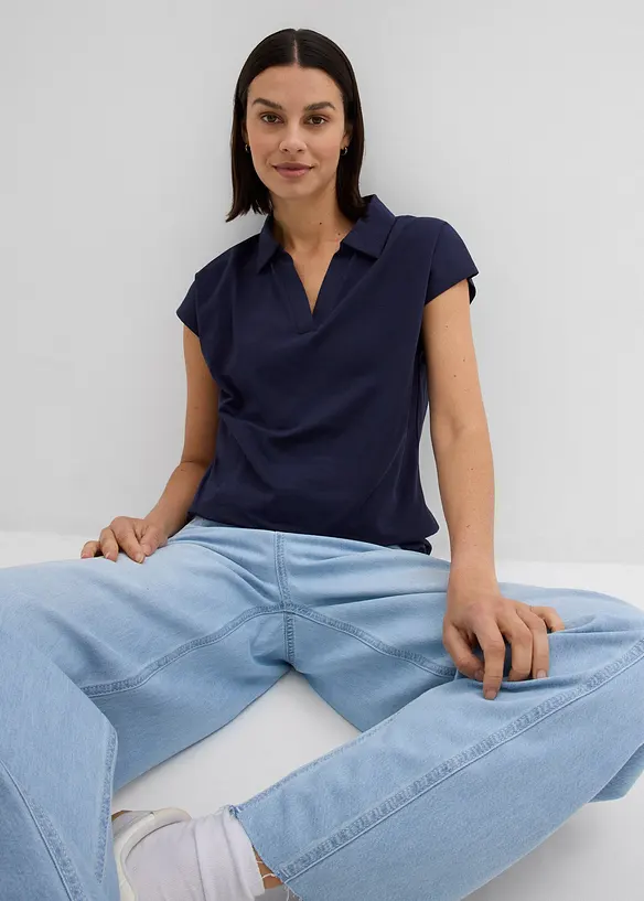 Shirt mit offenem Polokragen, bonprix