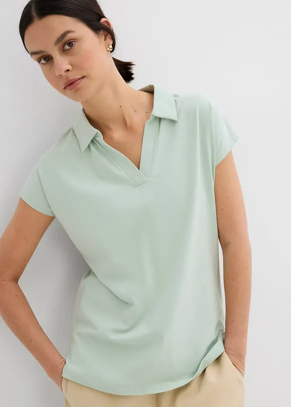 Shirt mit offenem Polokragen, bonprix