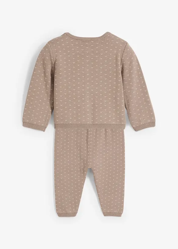 Gilet et pantalon en maille de coton m&eacute;lang&eacute; (ens. 2 pces), bonprix