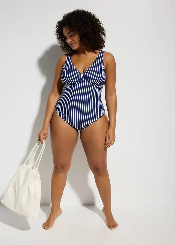 Maillot 1 pi&egrave;ce sculptant &agrave; d&eacute;collet&eacute; plongeant, maintien mod&eacute;r&eacute;, bonprix