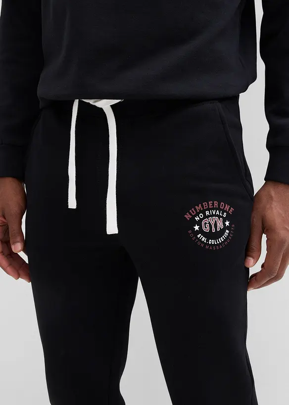 Pantalon de jogging 100% coton avec d&eacute;tails sportifs, bonprix