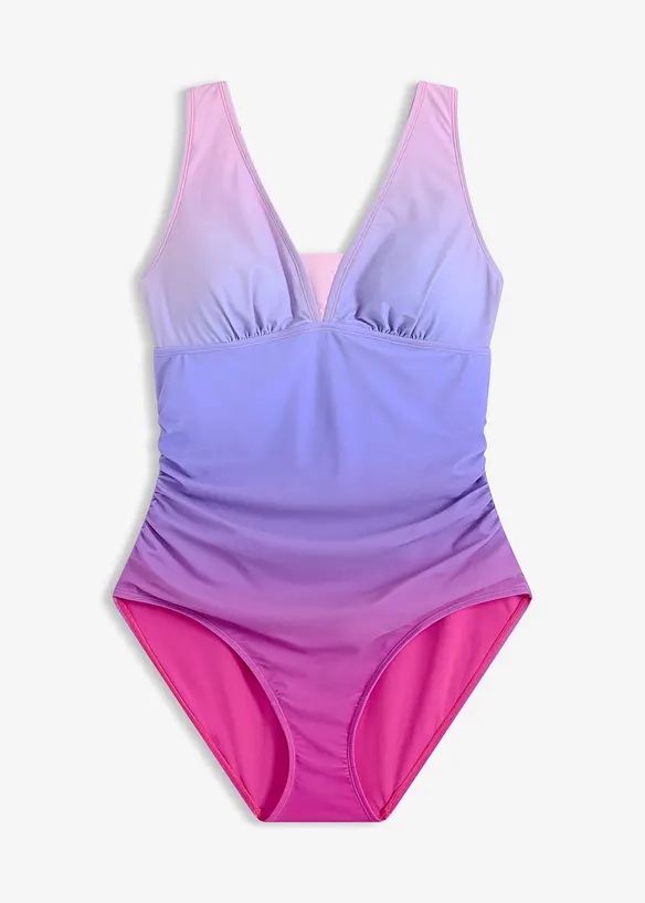 Maillot 1 pi&egrave;ce sculptant &agrave; fronces, maintien mod&eacute;r&eacute;, bonprix