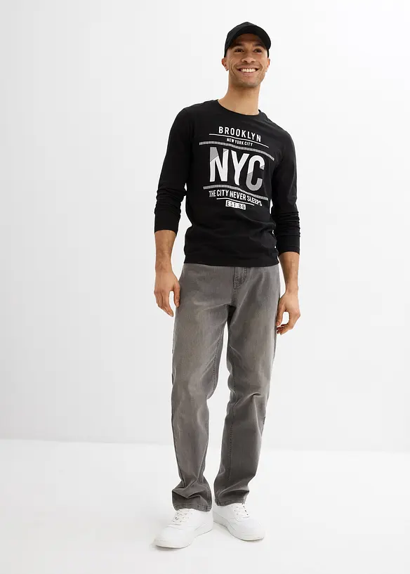 T-shirt manches longues 100% coton, slim, bonprix