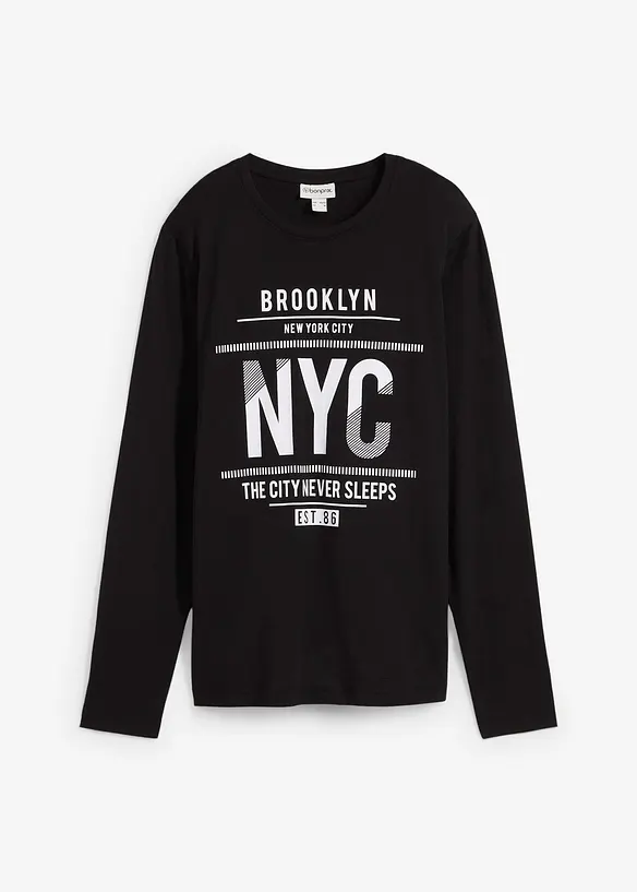 T-shirt manches longues 100% coton, slim, bonprix