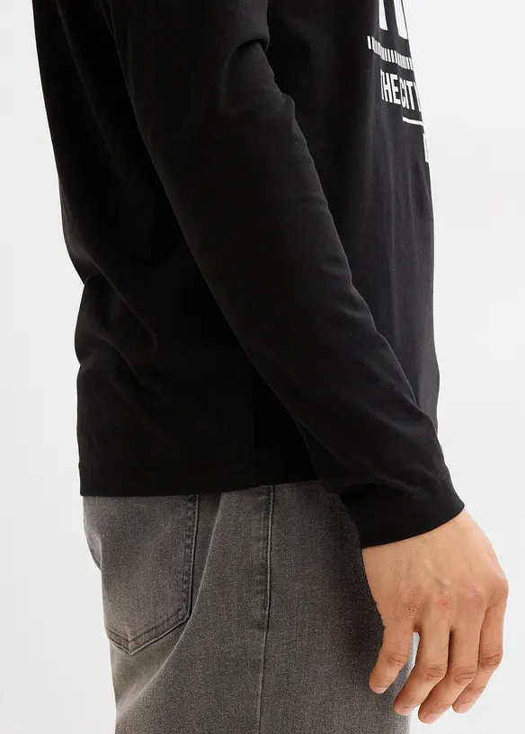 T-shirt manches longues 100% coton, slim, bonprix