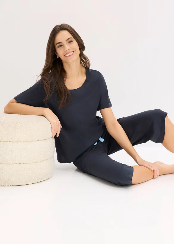 Capri-Pyjama aus softem Viskose-Mix, bonprix