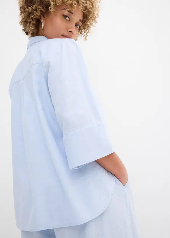 Hemdbluse aus k&uuml;hlendem Leinen-Mix, bonprix